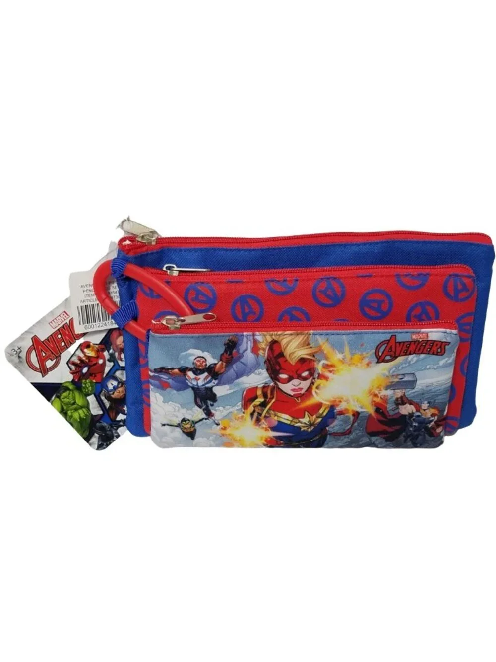 Marvel Avengers 3-Layer Zipper Travel Cosmetic Pencil Case Pouch Set NWT